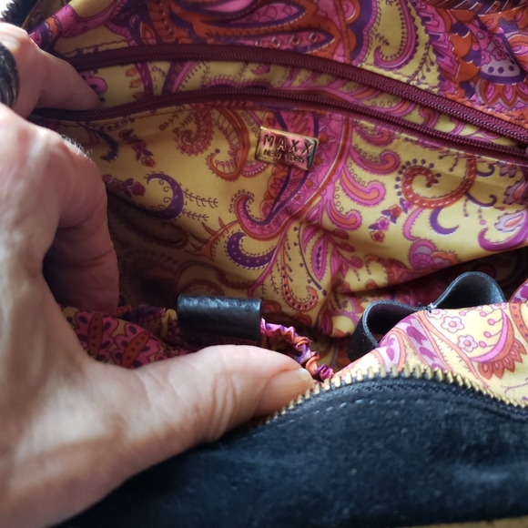 Maxx NY Leather And Suede Shoulder Satchel Bag - Picture 14 of 16
